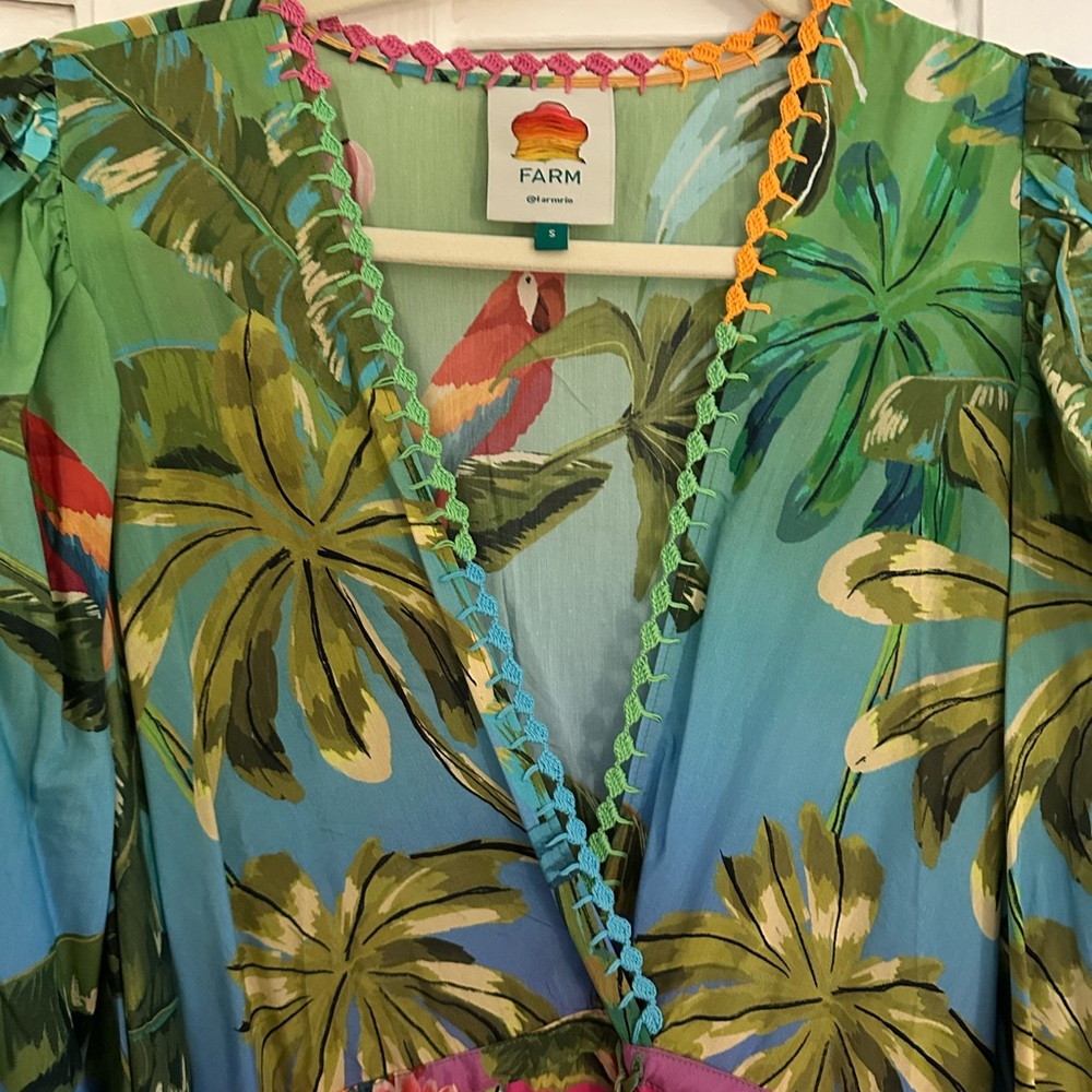 FARM Rio Ombre Forest Ruffle Tunic Dress NWOT - Picture 4 of 5